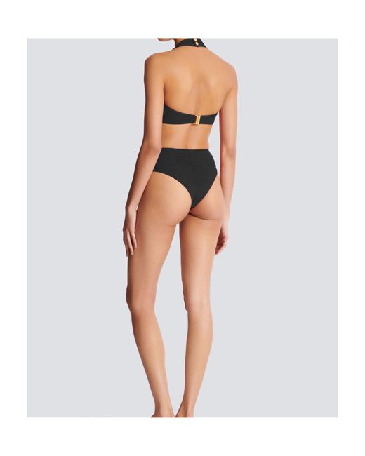 Balmain Black Plain Two Piece Swimsuit