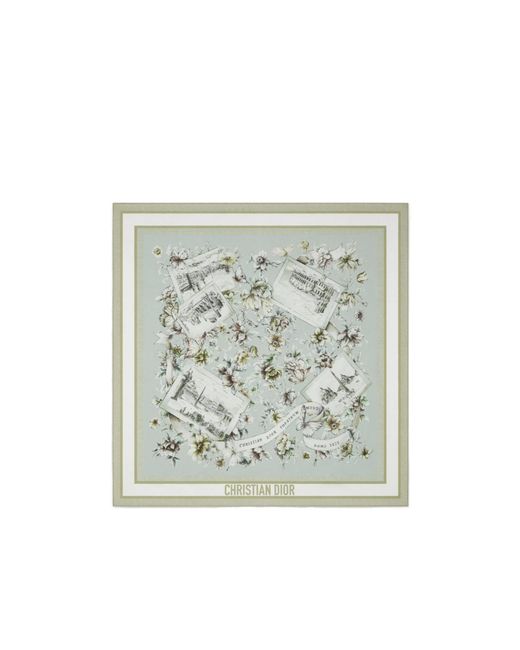 Dior Gray Souvenir De Rome 90 Square Scarf