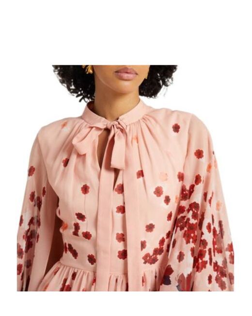 Erdem Red Waist-Cinched Maxi Dress