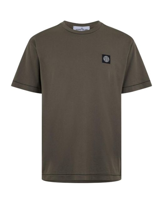 Stone Island Gray Logo Patch T-Shirt for men