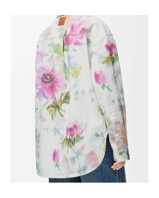 Loewe White Floral Printed Long-Sleeved Shirt