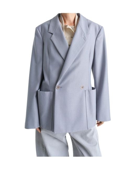 Lemaire Gray Long-Sleeved Double-Breasted Blazer