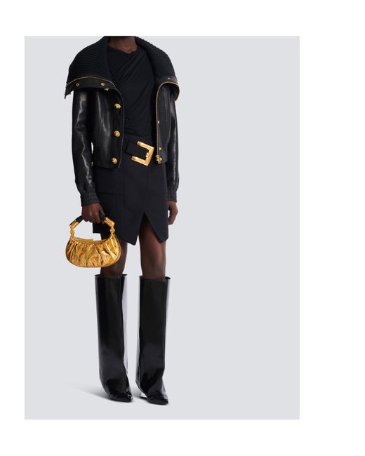 Balmain Black Leather Bomber Jacket