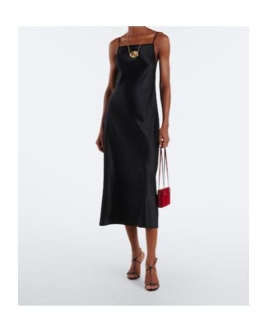 Joseph Black Cloe Silk Satin Midi Dress