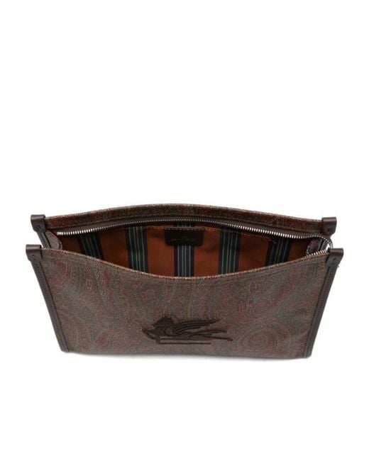 Etro Brown Arnica Zip-Up Large Hand Bag for men