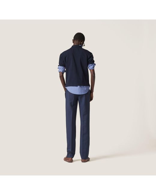 Miu Miu Blue Logo-Embroidered Straight Leg Trousers