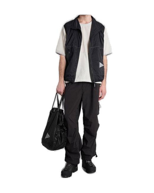 And Wander Black Pertex Windproof Vest for men