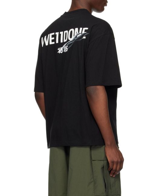 we11done Black Logo Cotton T-Shirt for men