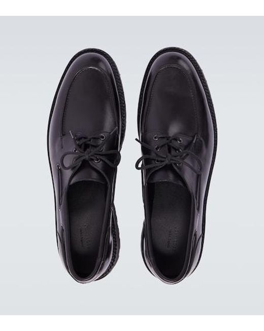John Lobb Black Tide Leather Boat Shoes for men