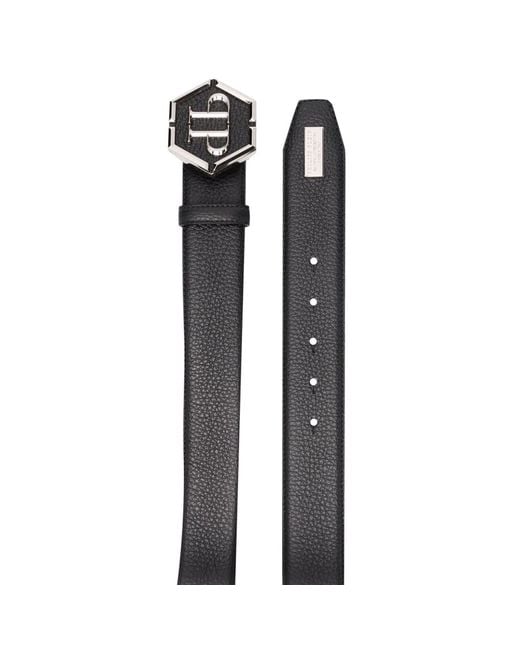 Philipp Plein White Iconic Logo Buckle Belt for men