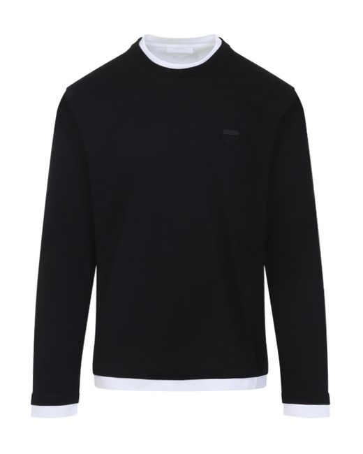 Prada Black Double-Layered Long-Sleeved T-Shirt for men