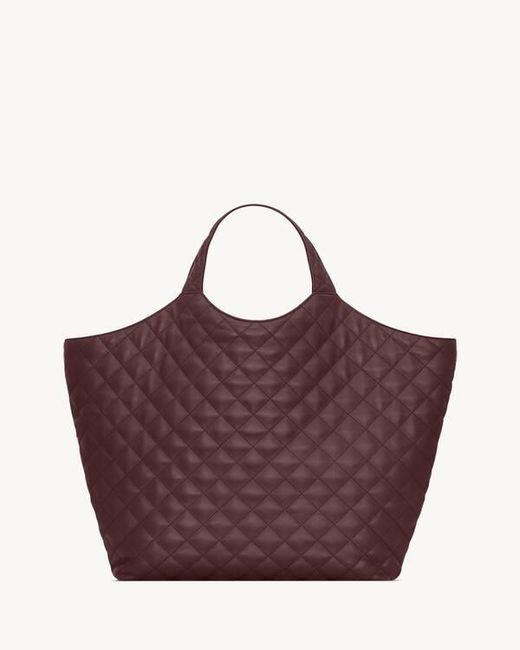 Saint Laurent Purple Icare Logo Plaque Quilted Tote Bag