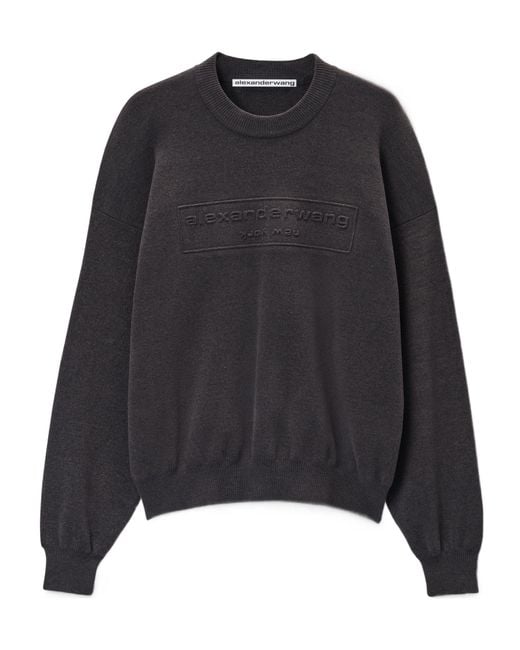 Alexander Wang Black Logo Embossed Ribbed-Knit Jumper
