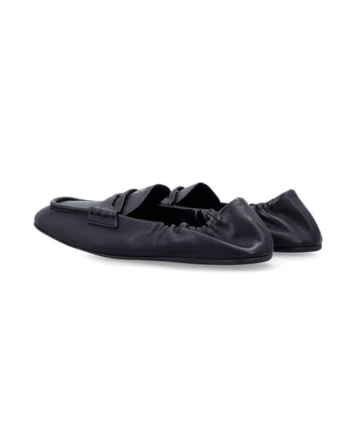 Miu Miu Blue Nappa Ruches Loafers