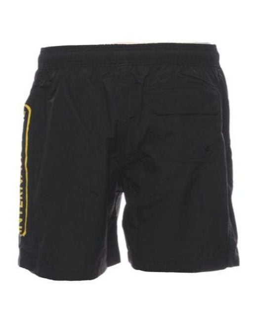 Barbour Black Logo Printed Drawstring Swim Shorts for men