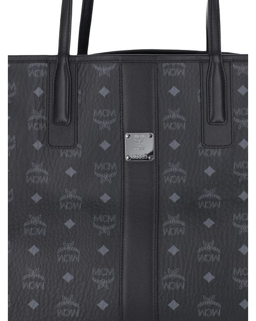 MCM Black Liz Logo Plaque Top Handle Bag