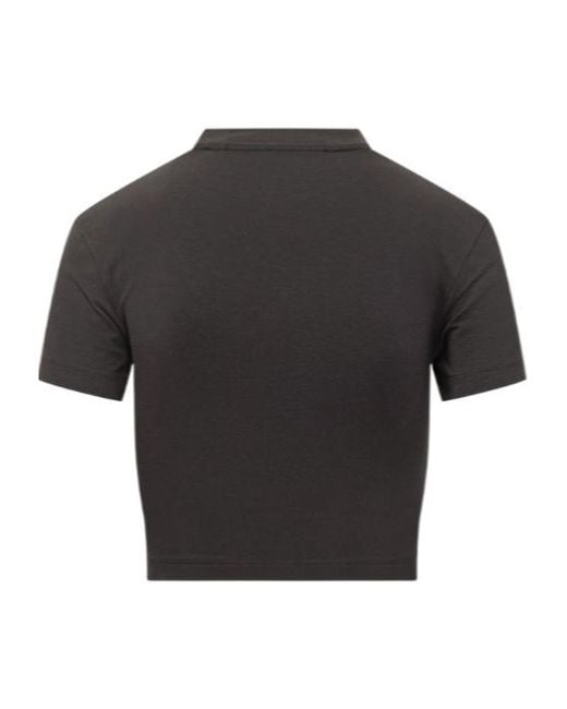 Palm Angels Black Logo Printed Cropped T-Shirt