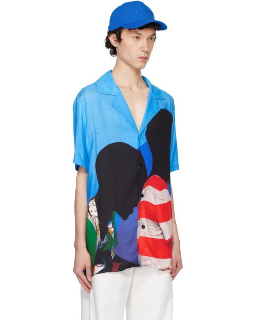Balmain Blue Prince Gyasi Printed Twill Pyjama Shirt for men