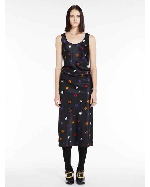 Sportmax Black Printed Sleeveless Dress