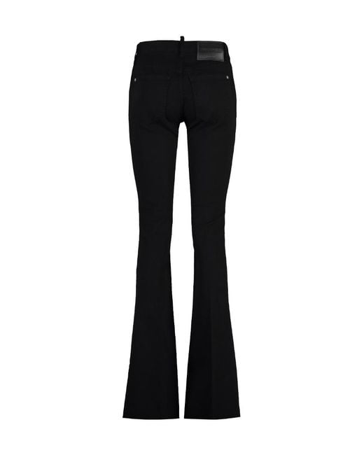 DSquared² Black Low-Rise Logo Patch Flared Jeans