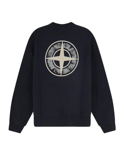 Stone Island Blue Long-Sleeve Crew-Neck Sweatshirt for men