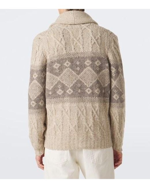 Brunello Cucinelli Natural Jacquard Cardigan for men