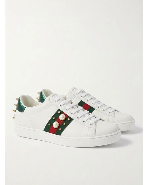 Gucci White Ace Rivet Casual Sneakers