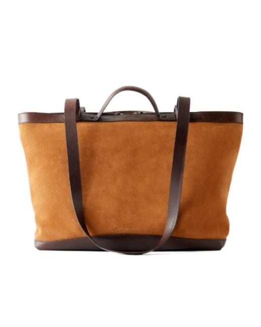 Dries Van Noten Brown Leather-Trimmed Suede Tote