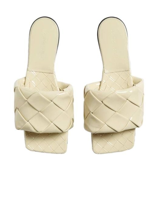 Bottega Veneta White Lido Flat-Soled Sandals