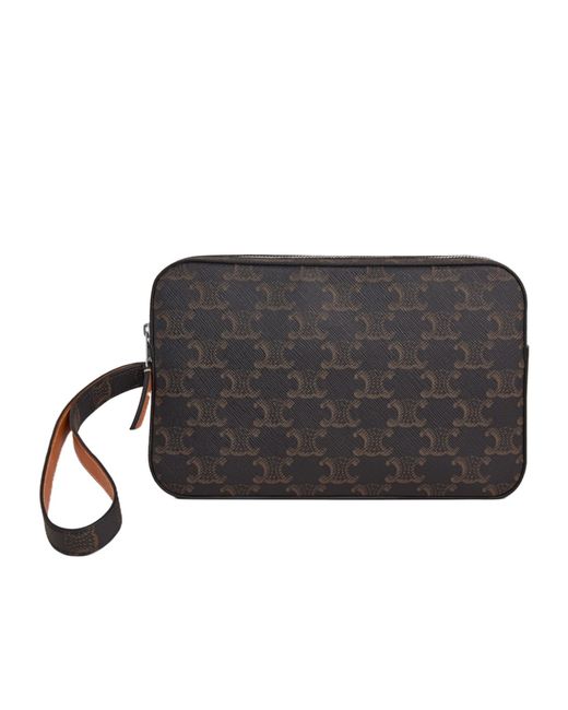 Céline Black Pouch With Strap for men