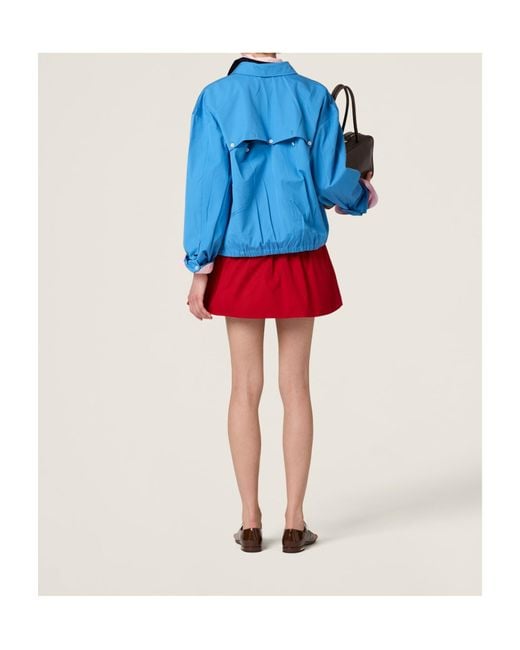 Miu Miu Blue Logo-Embroidered Shirt Jacket