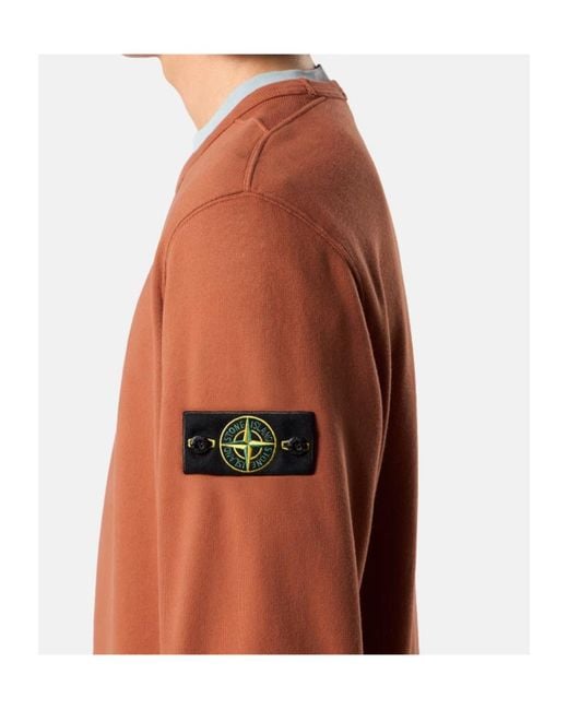 Stone Island Orange Regular-Fit Crewneck Sweatshirt With Ribbed Inserts for men
