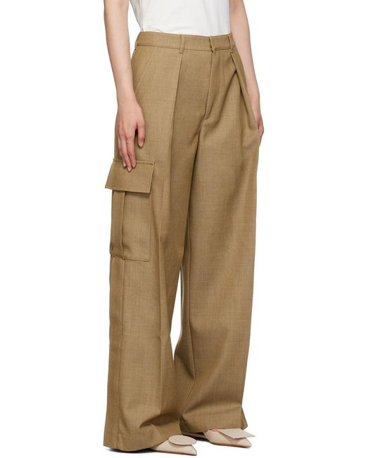 Burberry Natural Wide-Leg Pleated-Detailed Trousers