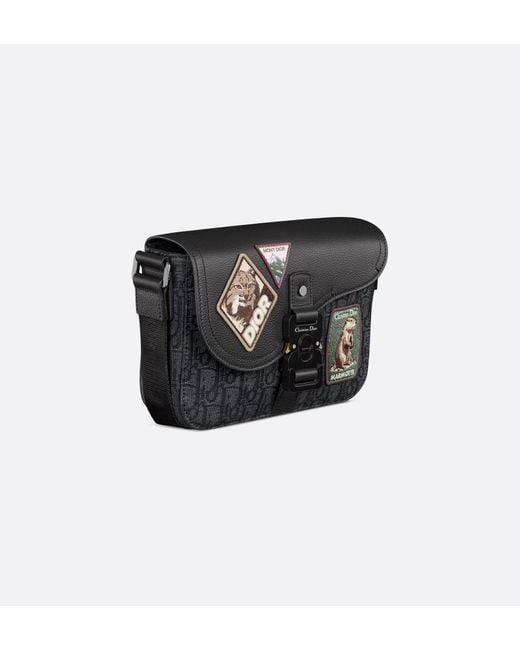 Dior Black Small Saddle Messenger Bag With Flap for men