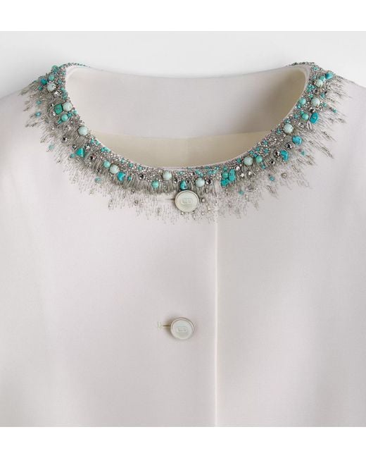 Dior White Embroidered Cropped Jacket