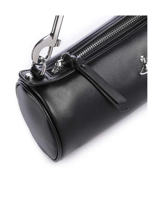 Vivienne Westwood Black Cindy Cylinder Smooth Shoulder Bag