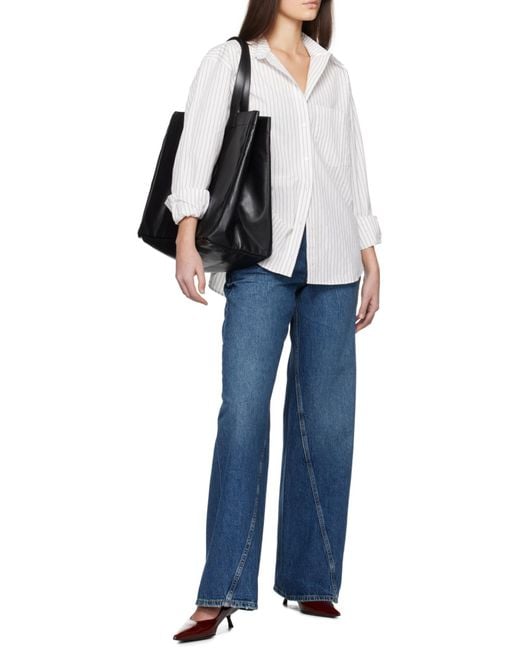 Anine Bing Black Large Rio Logo Patch Tote Bag