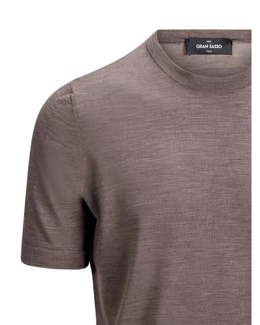 Gran Sasso Gray Short-Sleeve Wool T-Shirt for men