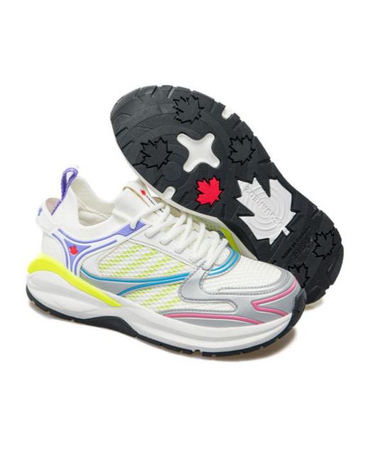 DSquared² White Dash Panelled Lace-Up Sneakers