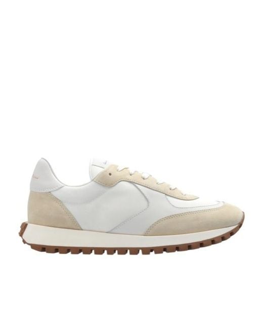Gianvito Rossi White Gravel Panelled Lace-Up Sneakers