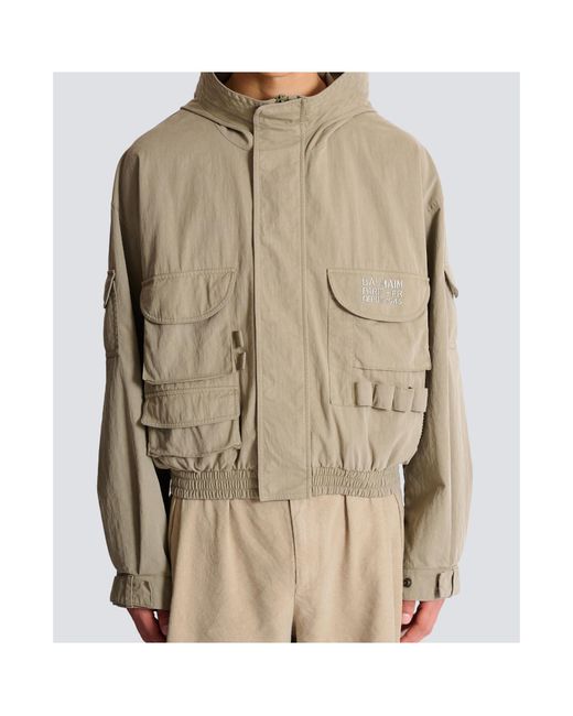 Balmain Natural Stamp Cargo Jacket for men