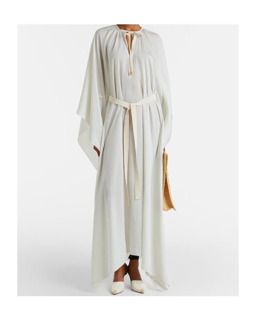 Patou White Striped Pattern Dress