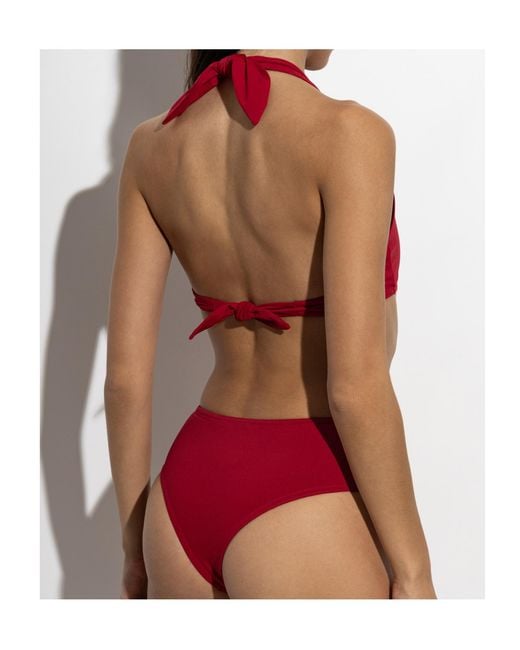 Balmain Red Halter Neck Two-Piece Swimsuit