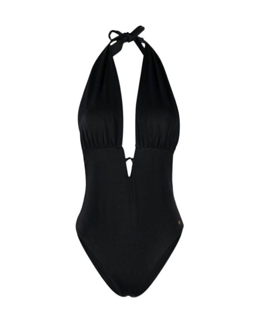 Tom Ford Black Logo Detailed V-Neck Swimsuit
