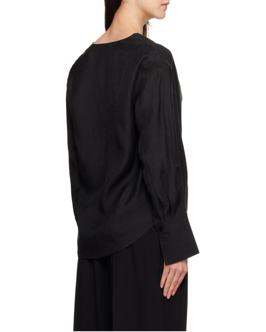 Totême Black Totême Draped Curved Hem Blouse