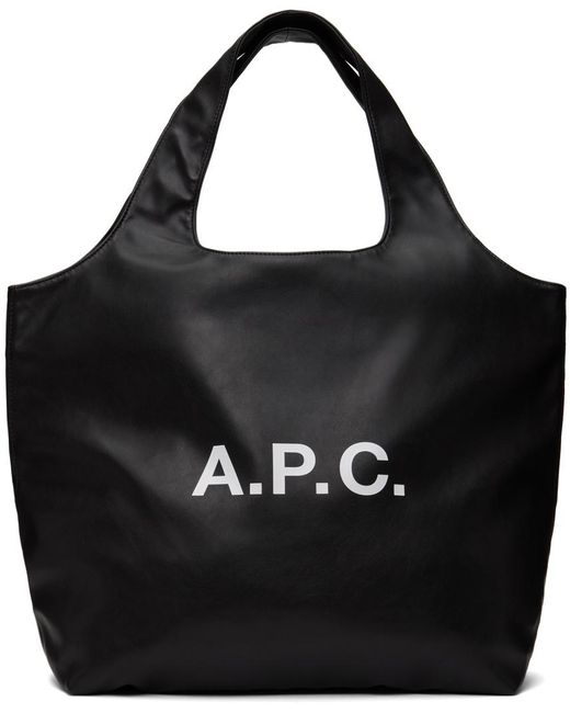 A.P.C. Black Ninon Logo-Print Tote Bag