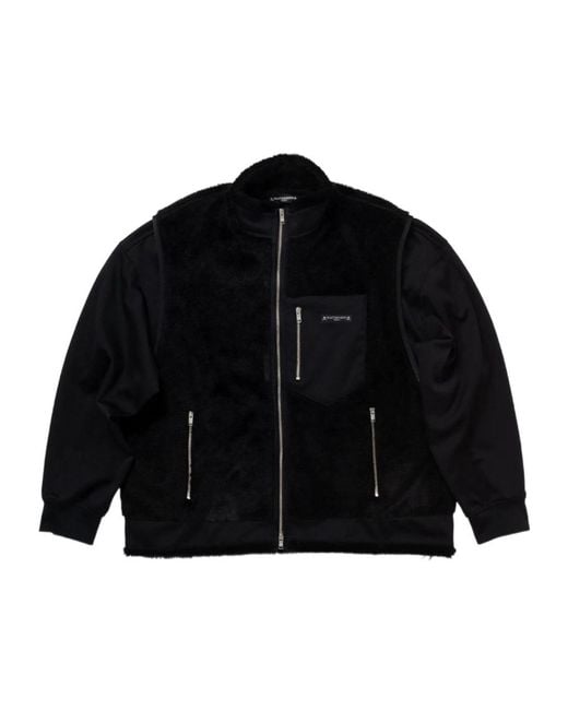 Mastermind Japan Black Sherpa Skull Layered Jacket for men