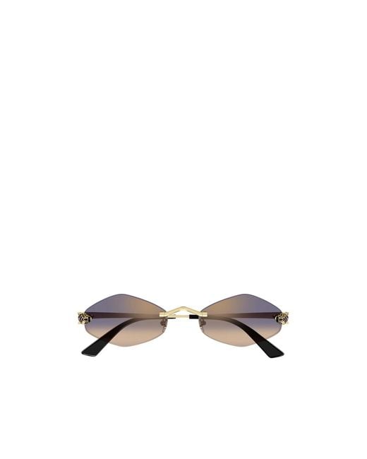 Cartier White Geometric Frame Sunglasses