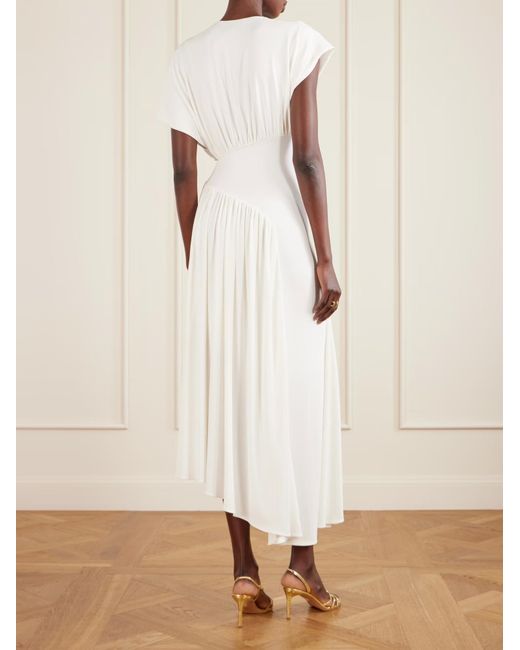 Rabanne White Ruched Asymmetric Dress