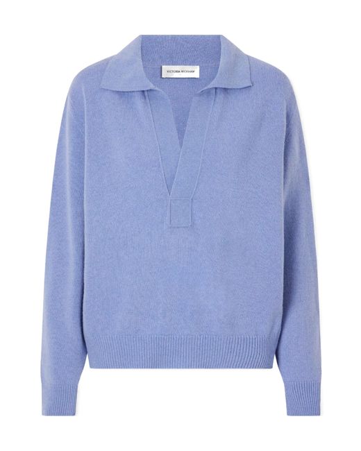 Victoria Beckham Blue Genevieve Wool And Cashmere Polo Shirt
